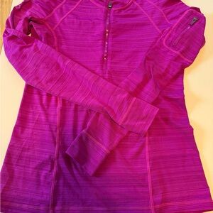 Athleta Hot Pink Space-Dye Long Sleeve Quarter-Zip Performance Shirt